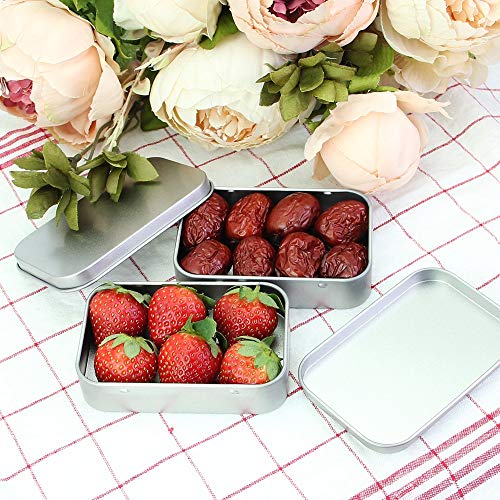 GOLRISEN Caja Metalica Pequeña, 12 unids Latas Pequeñas de Metal con Tapa, Caja Regalo Rectangulares, Caja para Almacenar Pequeños Objetos, Joyas, Dulces, Jabones o Cremas Naturales, 9,5*6,4*2,1 cm