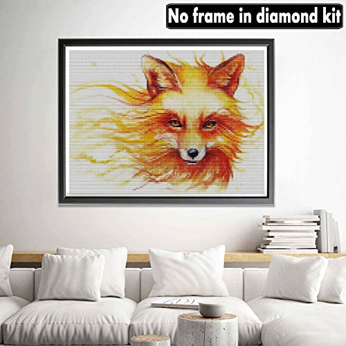 Gorshine Cuadro de diamantes de imitación con diseño de zorro de fuego, para manualidades, pintura de diamantes, redondo, cristal, estrás, bordado, artesanía, decoración de pared, 30 x 40 cm