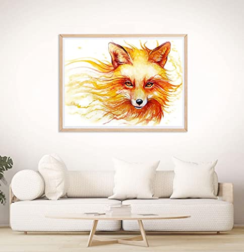 Gorshine Cuadro de diamantes de imitación con diseño de zorro de fuego, para manualidades, pintura de diamantes, redondo, cristal, estrás, bordado, artesanía, decoración de pared, 30 x 40 cm