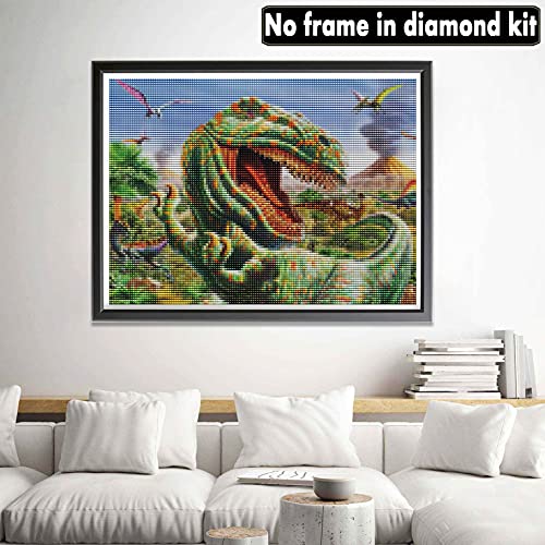 Gorshine Cuadro de pintura de diamante de dinosaurios, manualidad, pintura de diamantes, diseño de animales de estilo bohemio, con estrás, bordado, decoración de pared, 30 x 40 cm