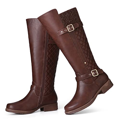 gracosy Rodilla Alta Botas Mujer Tacón Bajo Zapato Señoras Nieve Botas Mujer Botas de Cuero Piel Forrado Invierno Cálidas Antideslizante Hermoso Cremallera Casuales