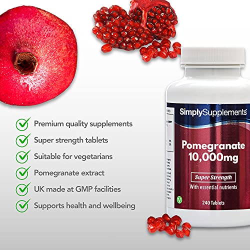 Granada 10000mg - ¡Bote para 4 meses! - Apto para veganos - 240 Comprimidos - SimplySupplements