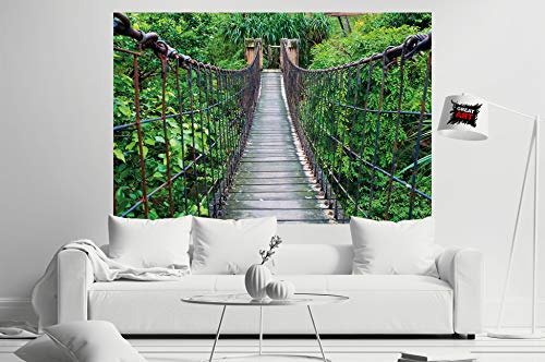 GREAT ART Foto Mural Puente Colgante en Jungla Poster Naturaleza Exotica 210 x 140 cm - Papel Pintado 5 Piezas incluye Pasta para pegar