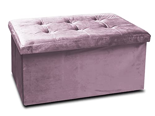 GREATOOL Puff Taburete Plegable de Almacenaje Otomano con Tapa 76 x 38 x 38 cm, Taburete Plegable para Almacenaje (Pack 1 Unidad, Rosa Treciopelo)