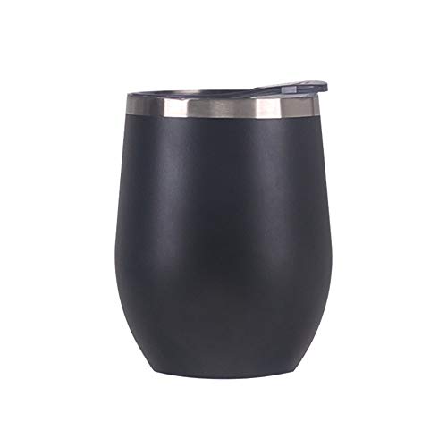 Gtell 12oz Copas de Vino sin Tallo con Tapa, Doble Pared Aislante, Vaso de Viaje, Vino, café, Bebidas, champán, cócteles,