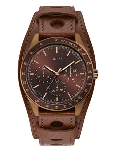 GUESS Reloj Analógico para Hombre de Cuarzo con Correa en Cuero W1100G3