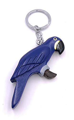 H-Customs Colgante Hecho a Mano Noble de Madera del Llavero del Loro del pájaro del Macaw del Jacinto