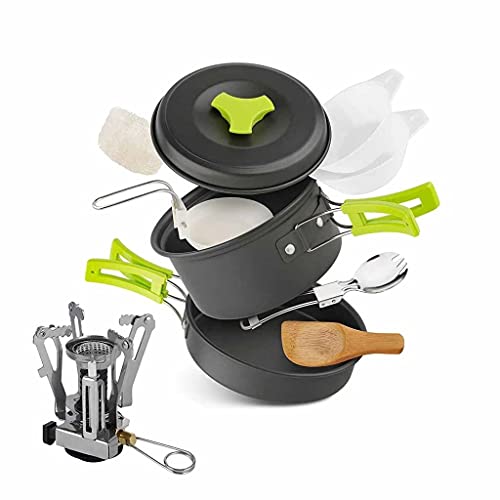 HAHFKJ Kit de Estufa de Camping Placas de Plato portátil Potes de Agua Hervidor de Agua Hand Vice Vice al Aire Libre Camping Cocinando para 2-3 Personas