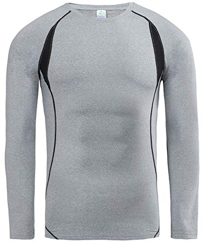 HAINES Conjunto Termico Hombre Ropa Interior Termica Esqui Camiseta Termica para Montaña Ciclismo Fitness Gris S