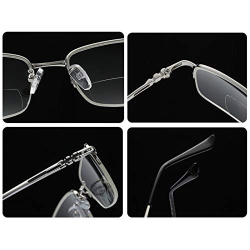 HAOXUAN Gafas de Lectura bifocales, Lentes de CA de Medio Borde, Gafas de Metal para Lectura, lectores de bisagra de Resorte de Calidad para Hombres y Mujeres (Aumento de + 1.0 / + 3.0),+1.5