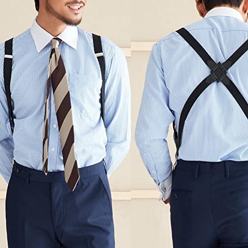 HARR Tirantes en forma de X para hombre Tirantes elásticos ajustables Correas de cinturón con clip Accesorios de ropa para adultos