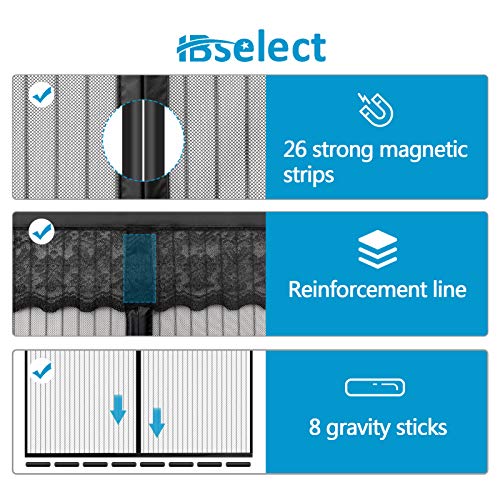 HBselect Mosquitera Puerta Magnetica Cortina Mosquitera Para Puertas Cierre Magnético Automático Mosquitera Para Evitar El Paso De Mosquito Insectos (90x210CM)