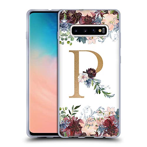 Head Case Designs Licenciado Oficialmente Nature Magick Letra R Flores Monograma Floral Oro 2 Carcasa de Gel de Silicona Compatible con Samsung Galaxy S10+ / S10 Plus