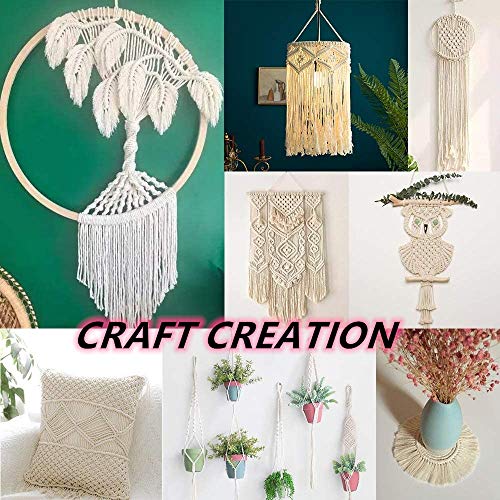 Hecha a Mano Craft Cuerda,Cordel de Algodón,natural trenzado algodon,Hilo Macramé,para Envolver Regalo Navidad Colgar Fotos,Colgador de Planta Tejido Cordón Tejer Decoración Envolver (200M-3mm)