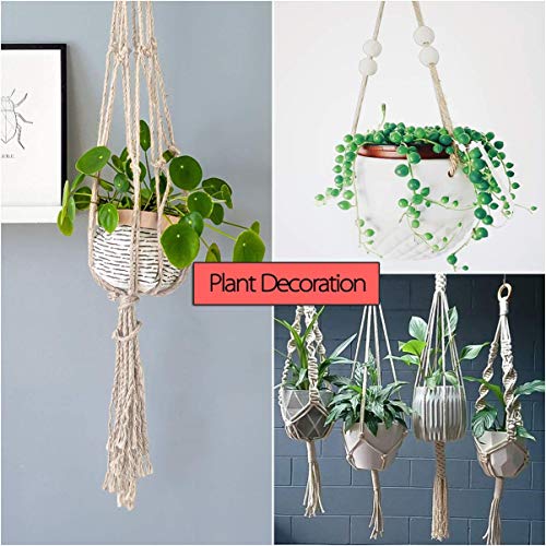 Hecha a Mano Craft Cuerda,Cordel de Algodón,natural trenzado algodon,Hilo Macramé,para Envolver Regalo Navidad Colgar Fotos,Colgador de Planta Tejido Cordón Tejer Decoración Envolver (200M-3mm)