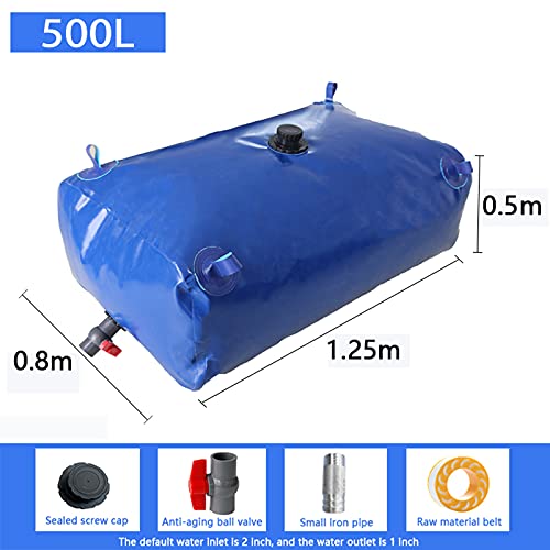 HEcSHENG Bolsa De Almacenamiento De Agua Espesada De Gran Capacidad, Recipiente De Agua De Vejiga De Agua Flexible Plegable A Gran Escala Montada En Un Vehículo,500L