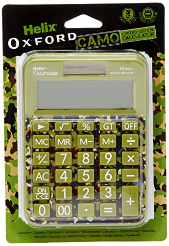 Helix Oxford - Calculadora básica, diseño de camuflaje, color verde