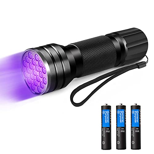 Herbst Linterna Ultravioleta, Linterna Luz Negra con 21 LED, Luz Ultravioleta Linterna 395 nm para Detectar Orina de Mascotas, Lampara Ultravioleta para Manchas de Cocinas, Caza Escorpión