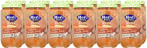 Hero Baby Trocitos Tarritos de verdura, ternera y arroz -Para Bebés a Partir de los 10 Meses - Pack de 12x235gr