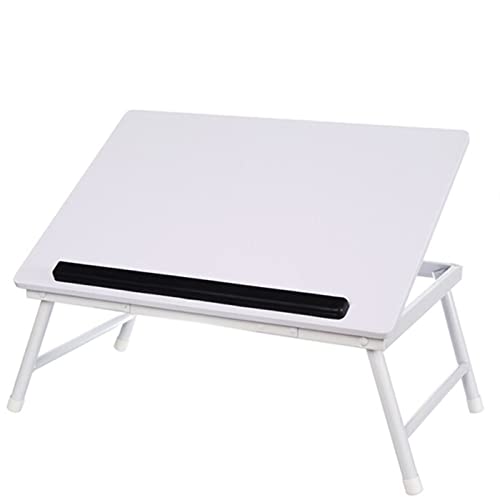 Hersig - Mesa de madera plegable con estructura metal 45x32x19 cm, Bandeja multiuso para desayuno con patas metal plegables, resistente, color blanco