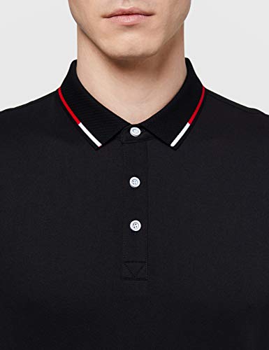 HIKARO Amazon Brand Polo para Hombre de Manga Corta tee Top Transpirable Clásico de Negocios Work Sports Golf Polo Camisetas para los Hombres Black XL