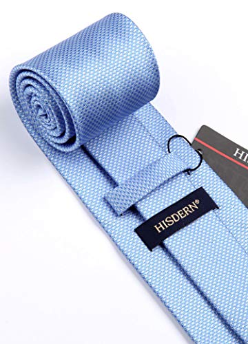 HISDERN Corbatas de Hombre Azul claro y blanco Houndstooth Modernas Boda Elegante Corbata y Pañuelo Conjunto Moda Clásico Corbatas de Business Partido