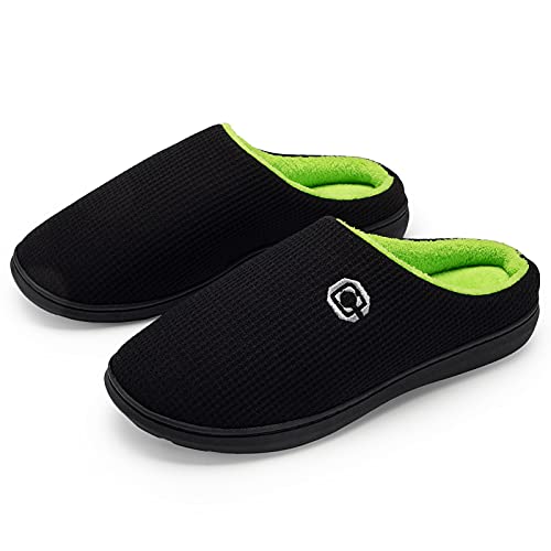 Hombre Mujer Otoño e Invierno Zapatillas Espuma viscoelástica Calidez Cómodas Zapatillas de Felpa Inicio Zapatillas Antideslizantes Zapatos Exterior Zapatillas de Fieltro Unisex Negro Verde-4647