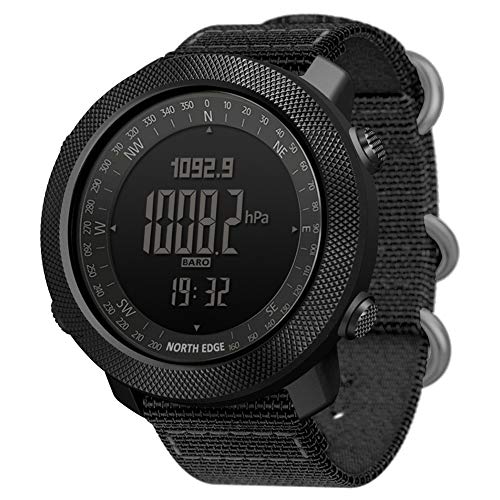 Hombre Reloj Militar Al Aire Libre Impermeable Reloj de Pulsera Deportivo con cronómetro Altímetro Medición de Altura/presión de Aire, para Senderismo Correr Montañismo (Silicone Strap)