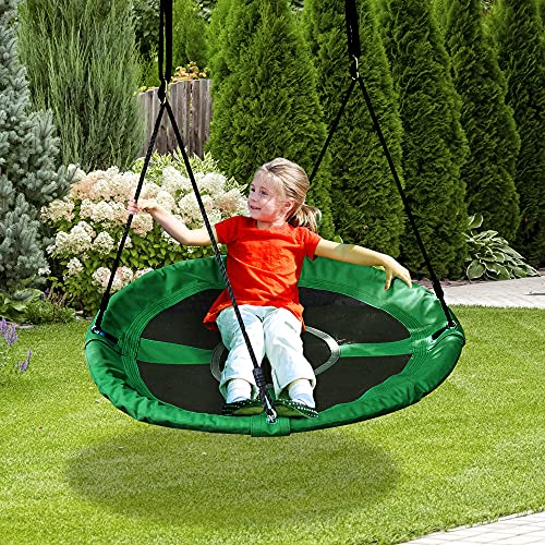 HOMCOM Columpio Nido Infantil Columpio de Árbol Forma Redonda Columpio para Niños +3 Años Carga 100kg Jardín Exterior al Aire Libre Asiento Cómodo Tela de Oxford