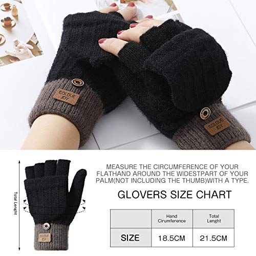 Homealexa Guantes Invierno para Mujer y Hombre, Guantes Unisex Mitones de Lana de Punto Caliente Manoplas con Mitten Cover