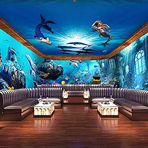 Hotel Wall_Children s Room Mural personalizado Fondo de pantalla del mundo submarino Fondo de pantal Pared Pintado Papel tapiz 3D Decoración dormitorio Fotomural sala sofá pared mural-300cm×210cm