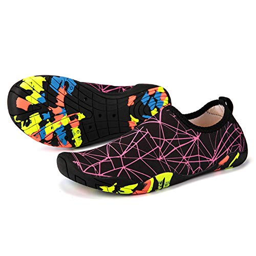 HOTROAD Zapatos de Agua Ligeros Descalzos Sandalias de Playa sin Cordones para Mujeres, Hombres y niños River Camping Travel Deportes Running Surf Shoes-201-Rosa 39