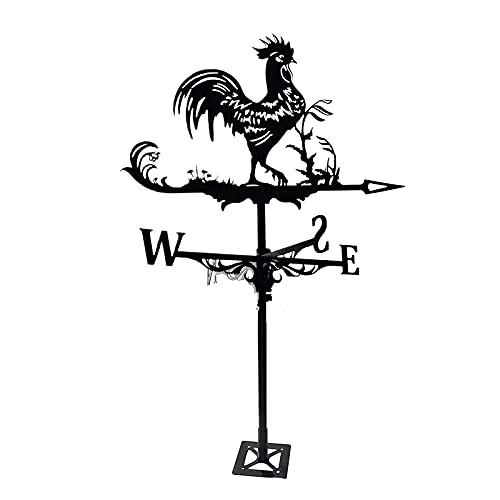 H.Slay Weathervane Gallo para el tiempo con adorno duradero veleta de acero inoxidable creativo en la rama, estaca de jardín, veleta para decoración de jardín