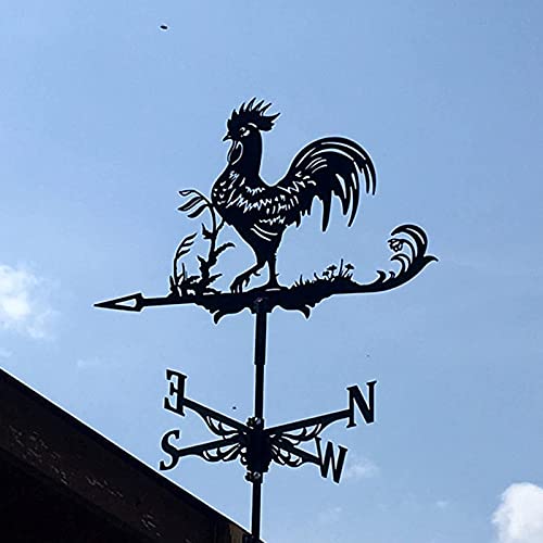 H.Slay Weathervane Gallo para el tiempo con adorno duradero veleta de acero inoxidable creativo en la rama, estaca de jardín, veleta para decoración de jardín