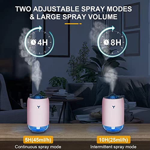 humidificador bebes mocos silencioso usb Difusor aceites esenciales con 7 colores luz de Noche 2 modi para bebes hogar, oficina,planta (Rosa)