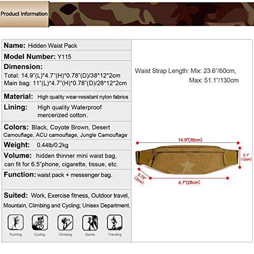 HUNTVP Riñonera Táctica Mochila Deportiva Militar Bolso Cinturon Impermeable para Senderismo Ciclismo Camping Caza, Camuflaje