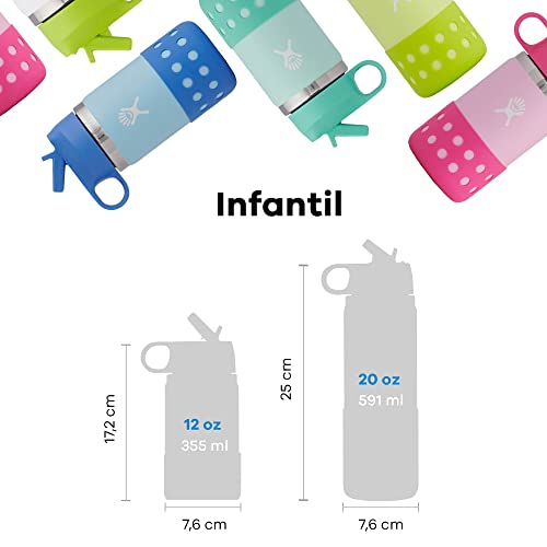 HYDRO FLASK - Botella para Niños 354ml, Botella Termica Acero Inox con Aislamiento al Vacío, Protección Silicona Flex Boot, Tapón con Pajita Integrada, Sin BPA, Apertura Ancha, Paradise