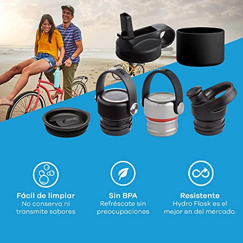 HYDRO FLASK - Tapa Deporte para Botella Térmica Apertura Estándar, Tapón Cantimplora Termo, Excelente Conservación de la Temperatura, Libre de BPA y Toxinas, Black