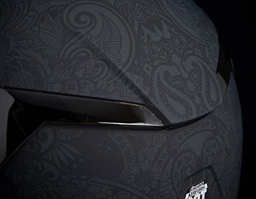 Icon Airform Chantilly Casco Integral Negro| Black Skulls Design | Doble Carcasa Protectora | Ligero | Ventilación Superior con 4 entradas de Aire con canalización Interna (L)