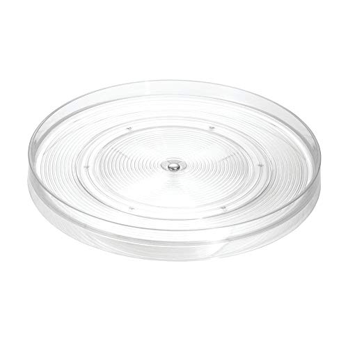 iDesign Organizador de cocina, plato giratorio grande de plástico sin BPA para la despensa, porta especias giratorio para tarros de almacenamiento y especias, transparente