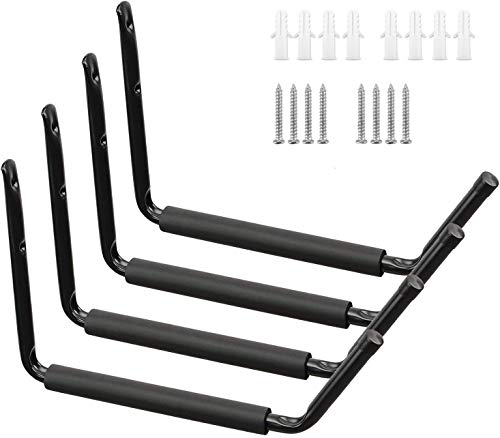 Ihomepark Gancho Bicicleta Pared - Soporte Bicicletas Pared Gancho para Escalera Ganchos Kayak Pared Garaje, Soporte Bicicleta con Universal Screw Almacenamiento de Usos Múltiples Negro (4 Pack)