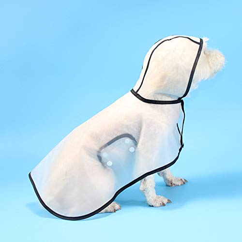 Impermeable transparente para mascotas con capucha impermeable súper ligero y ajustable Impermeable para perros con marco negro, apto para perros pequeños y medianos talla L