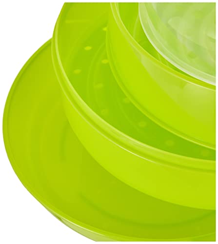 InnovaGoods Vaporera Doble para Microondas Fresh, Verde, 22 x 12/17 cm