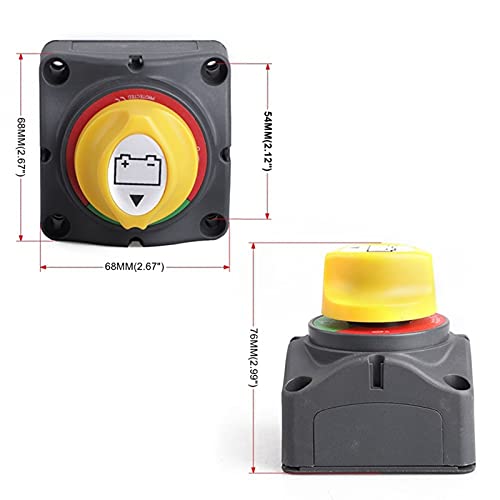 Interruptor de aislamiento de batería de Wiwir, de 12 V/24 V/48 V 200 A para bote, caravana y vehículos, de 4 posiciones: 1, 2, Both y Off