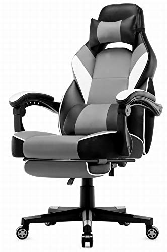 IntimaTe WM Heart Silla Gaming con Respaldo Alto, Silla Ergonómica de Juego, Silla Giratoria, Almohadillas y Reposapiés (Gris)