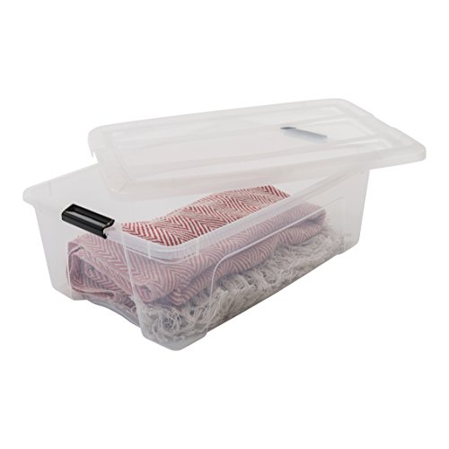 Iris Ohyama, Juego de 3 Cajas de Almacenamiento, 30 L, con Cierre a Presión, Apilable, Sala de Estar, Dormitorio, Garaje - New Top Box Ntb-30 - Transparente