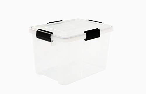 Iris Ohyama, Juego de 3 Cajas de Almacenamiento Hermética, 20 L, con Clips, Apilable, Garaje, Sótano, Ático - Air Tight Box At-Sd - Transparente