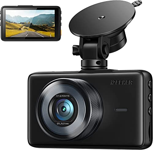 iZEEKER Cámara de Coche FHD 1080P Dashcam, 2 Opciones de Montaje, Pantalla de 3 Pulgadas, 170° Gran Angular, Sensor G, Monitor de Aparcamiento, Detección de Movimiento, Grabación en Bucle, WDR