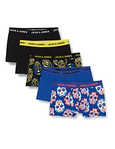 Jack & Jones JACCOLORFULL Skull Trunks 5 Pack Bóxer, Black/Surf The Web, L para Hombre