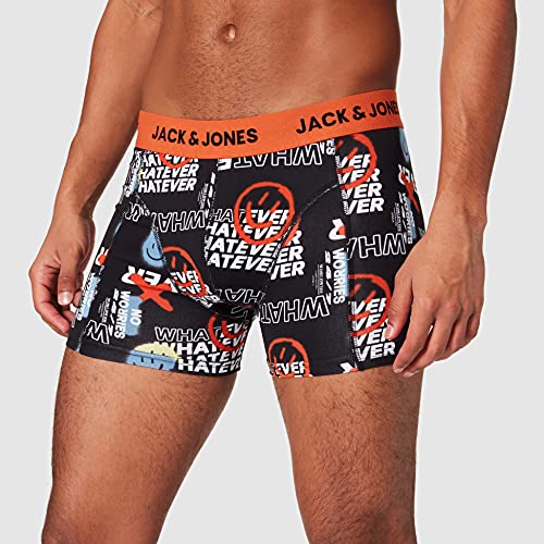 Jack & Jones Jacorg Geo Juego de 3 Trunks Bóxer, Azul. Detalles: Negro, S para Hombre